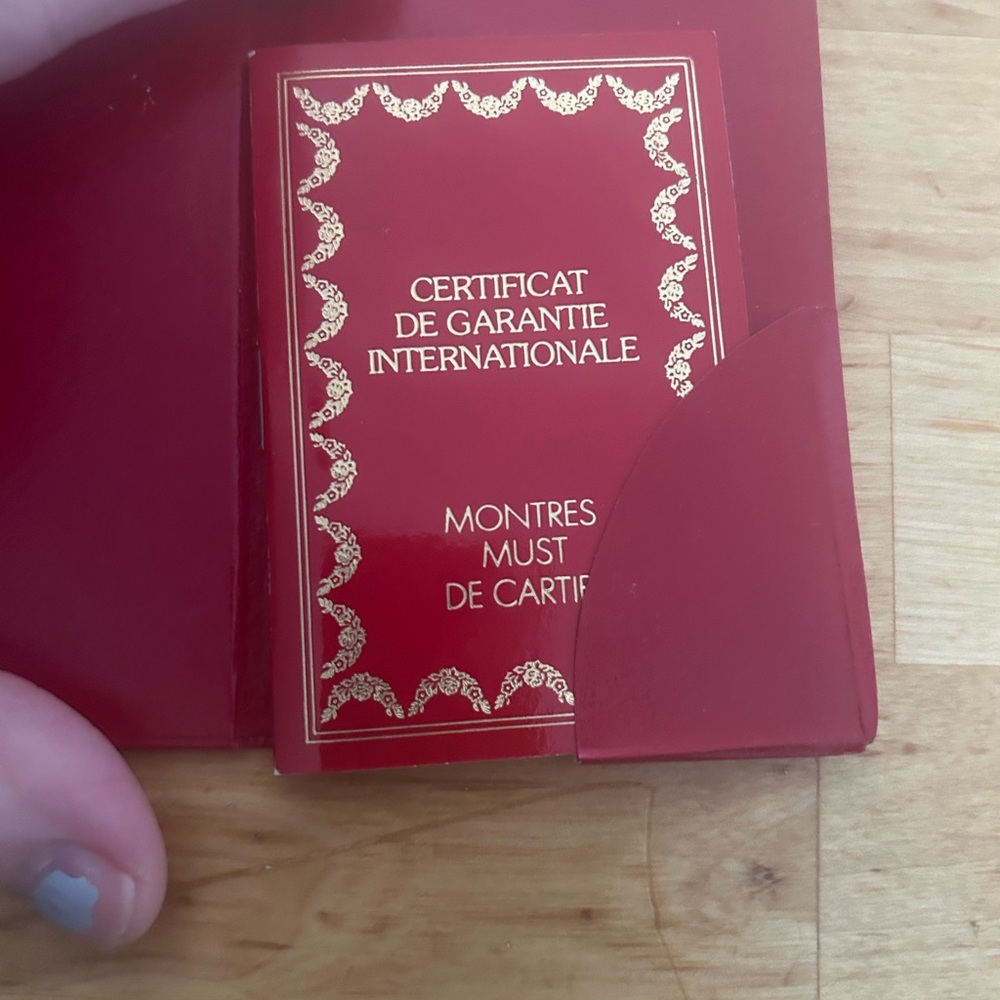 Cartier Red Certificate Holder 1989 MUST DE CARTIER TANK VERMEIL